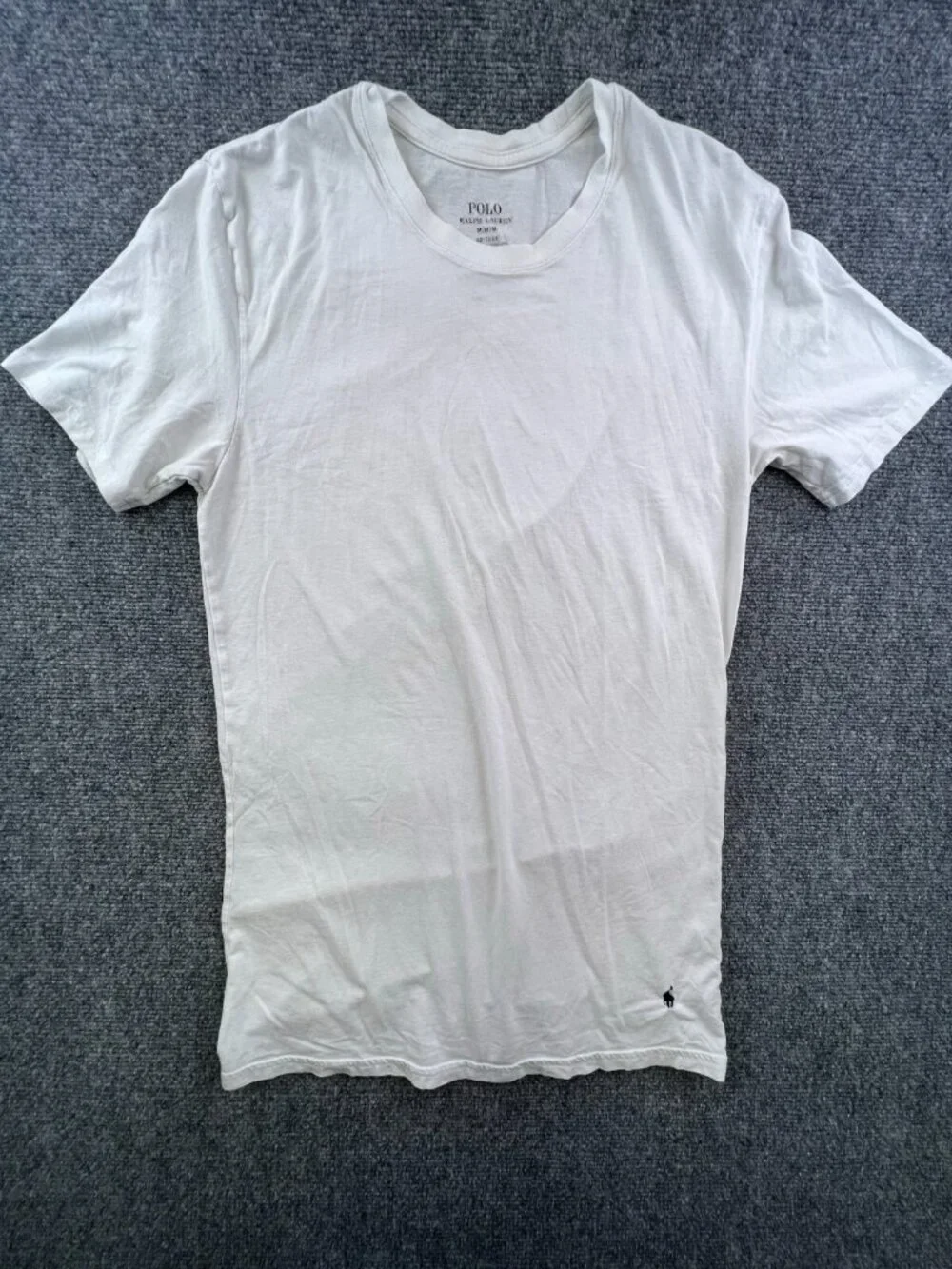 Polo Ralph Lauren 4D-Flex White Crewneck Long Tee T-Shirt w Pony Logo Soft Mediu